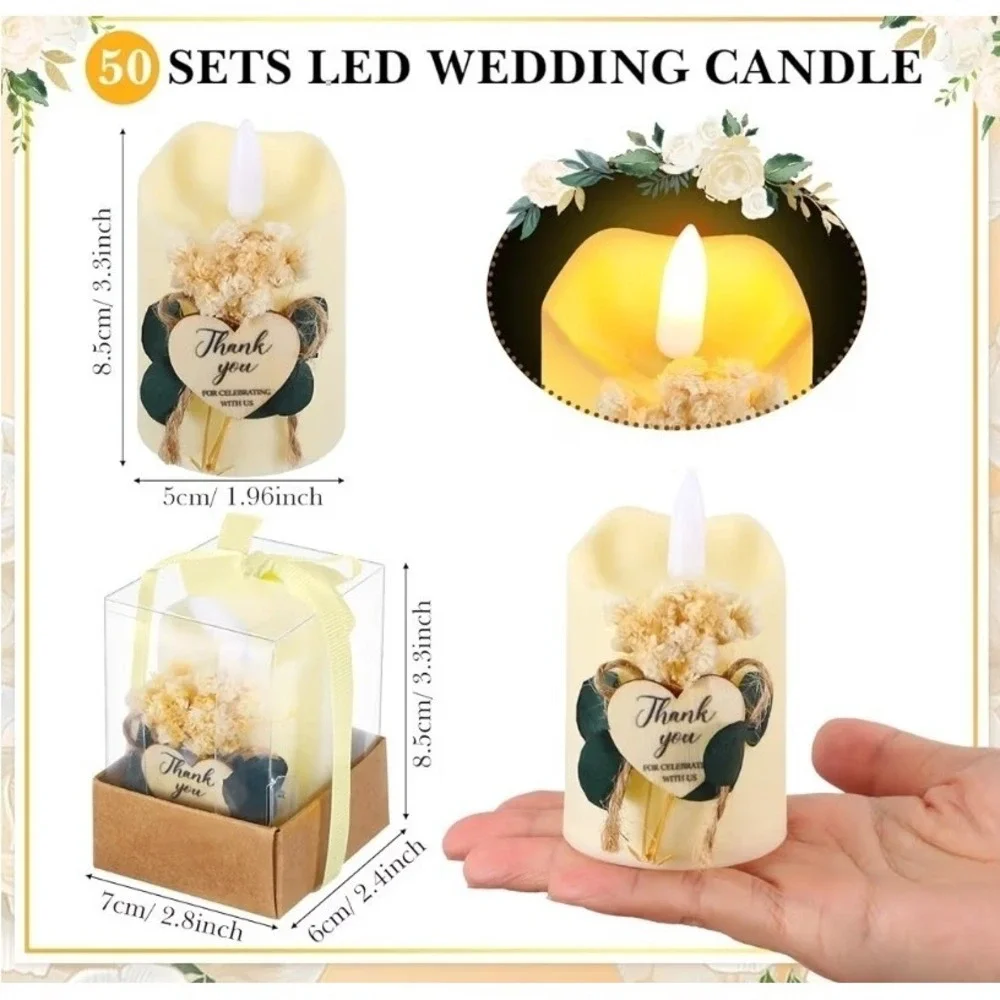 Retisee Wedding Bridal Shower Candle Favors for Guests - Wood (32 Sets)